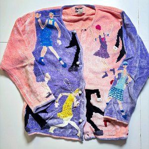 Vintage 90s Y2K "Sweater Sweater" brand Size Small Emroidered Cardigan